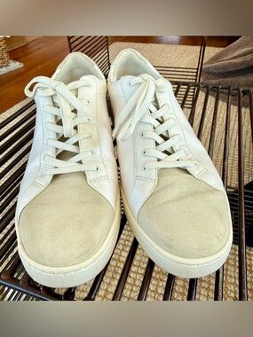 Vince White Leather & Suede Lace-Up Sneakers | Minimalist Low Top | Size 9.5